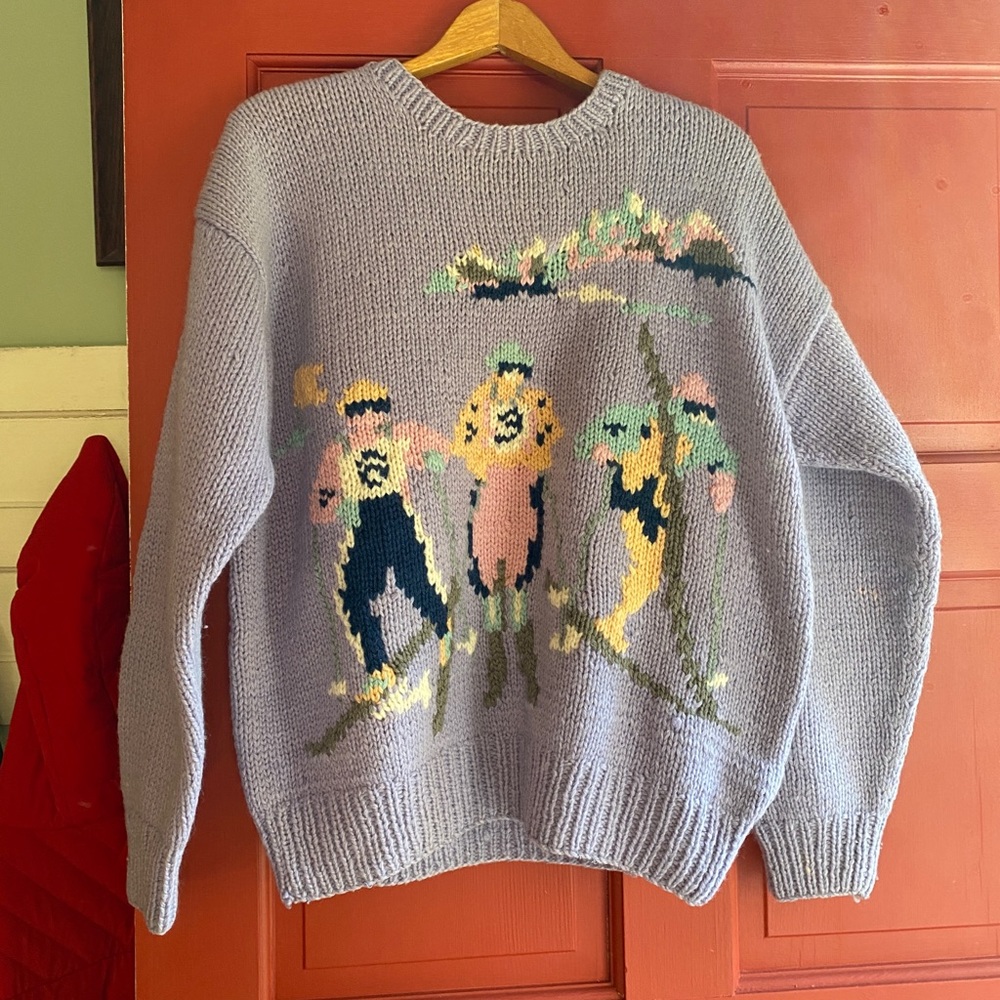 Vintage purple skier ski gap knit sweater small medium